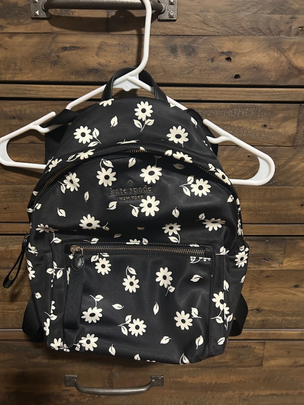 Kate Spade Black Floral Mini Backpack with White Daisies LIKE NEW Nylon